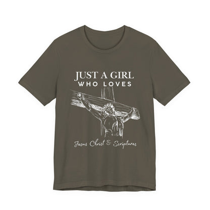 Just a Girl Who Loves Jesus Tee, Christian T-Shirt, Faith-Based Apparel, Inspirational Gift, Religious Fashion