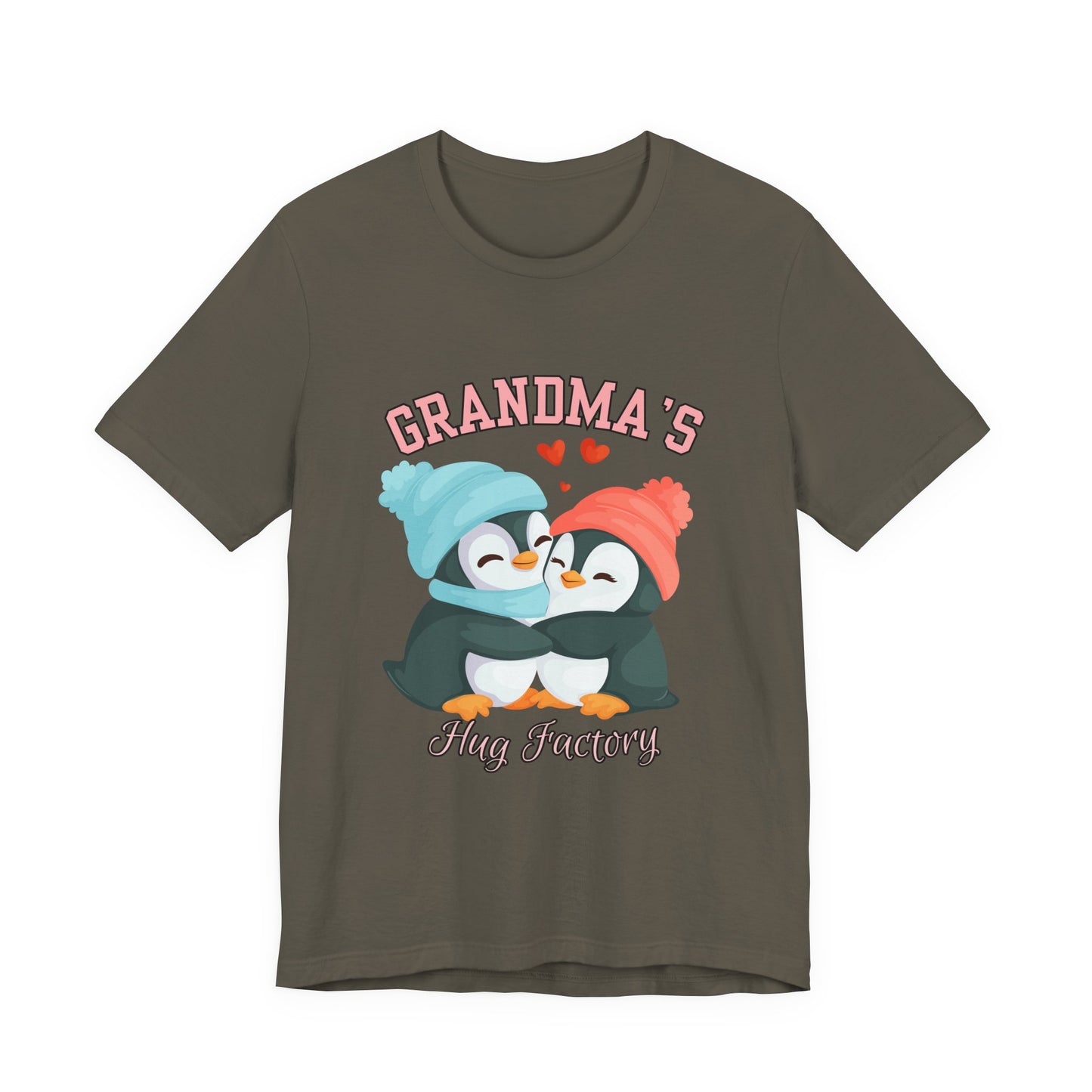 Grandma's Hug Factory T-Shirt, Cute Penguin Tee, Gift for Grandma, Family Reunion Shirt, Mother's Day Gift, Cozy Casual Wear