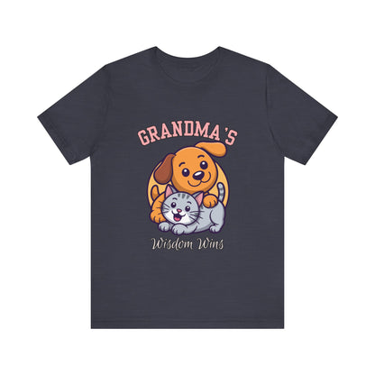 Grandma's Pet Love Tee - Cute Cat and Dog Design, Perfect Gift for Grandparents, Animal Lovers, Birthday, Family Gatherings, Casual Wear