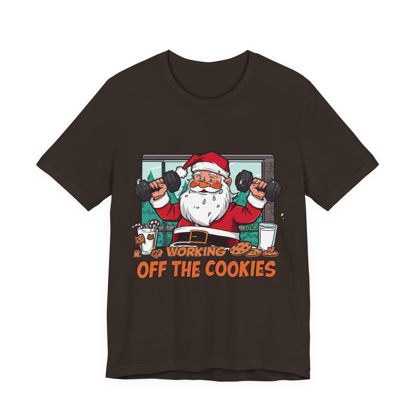 Santa Claus 'Working Off the Cookies' Tee | Christmas Funny T-Shirt |  Cookies Lover Gift | Holiday Apparel