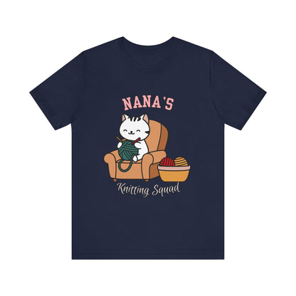 Nana's Knitting Squad Unisex Tee, Cozy Gift, Knitting Lover Shirt, Cat Lover Style, Cute Crafting Apparel, Fun Gift for Grandma