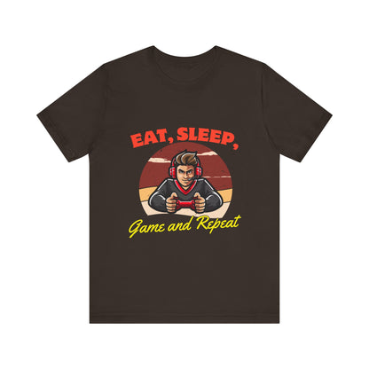 Gamer Lifestyle Tee - Eat, Sleep, Game & Repeat, Perfect for Gamers, Birthday Gift, Casual Wear, Gamer Apparel, Gaming Merchandise