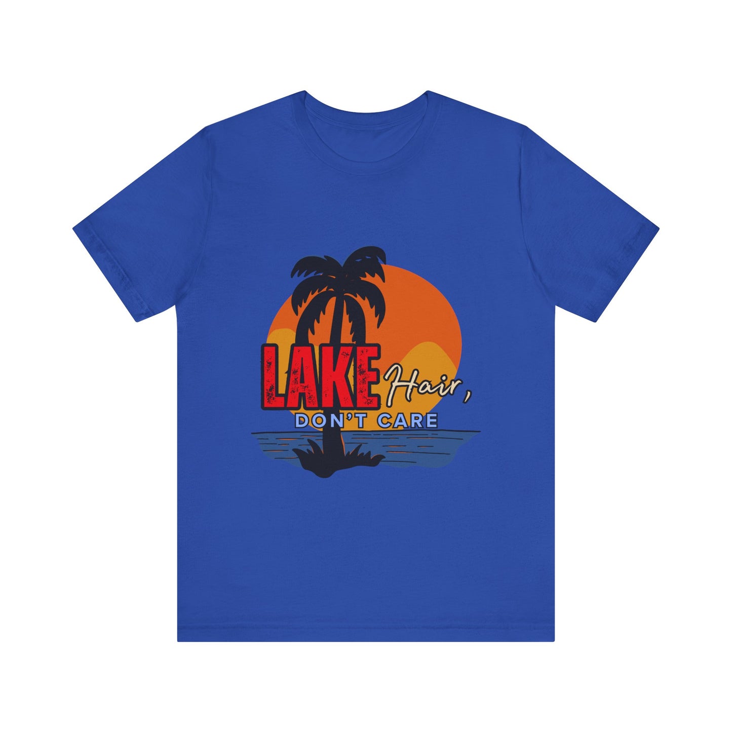 Lake Hair Don't Care Short Sleeve Tee, Summer T-Shirt, Vacation Shirt, Beachwear, Casual Outfit, Gift for Lake Lovers
