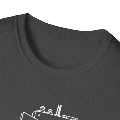 Coffee First Circuits Panel Second Unisex Softstyle T-Shirt | Electrician Shirt | Electrician T-Shirt | Electrician Gift