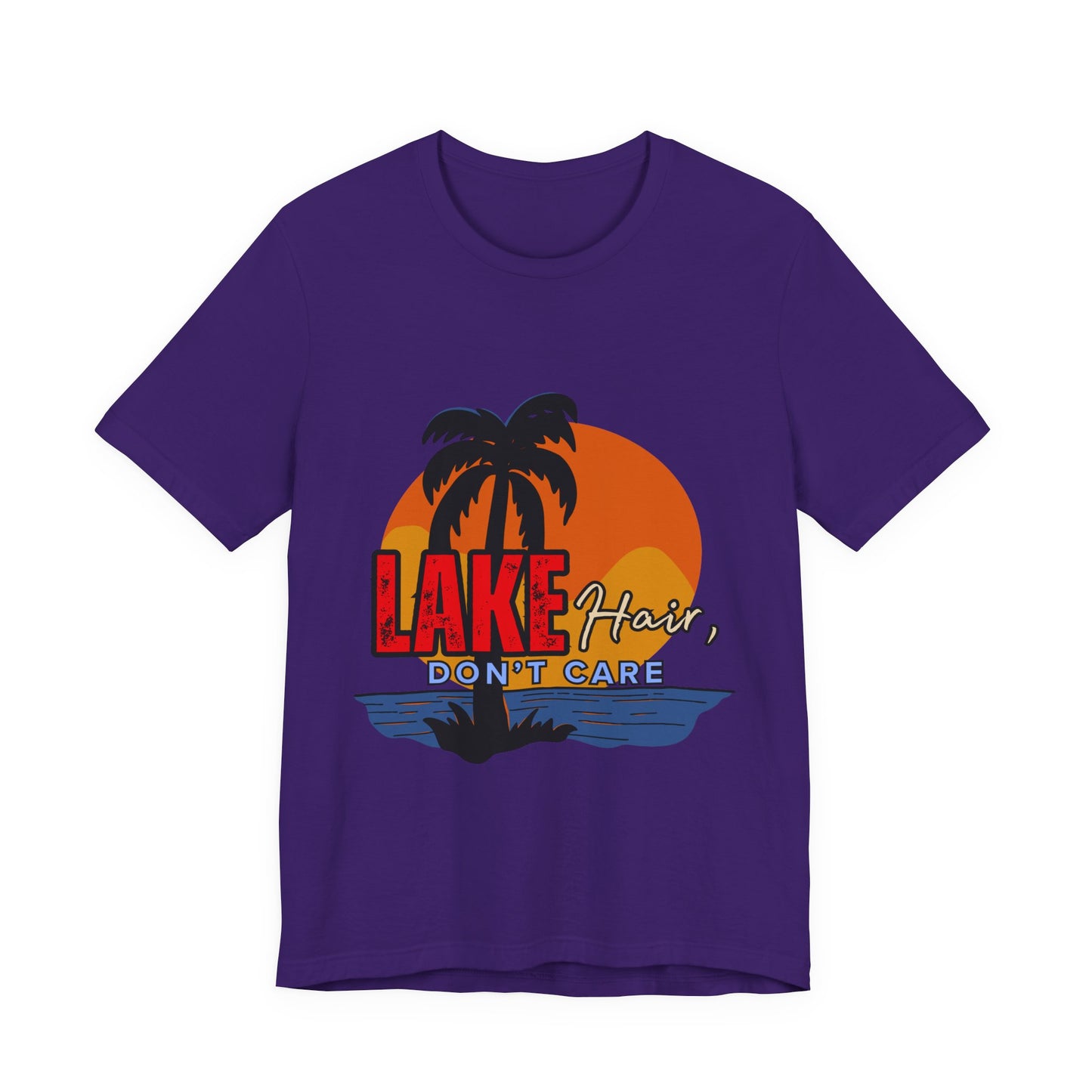 Lake Hair Don't Care Short Sleeve Tee, Summer T-Shirt, Vacation Shirt, Beachwear, Casual Outfit, Gift for Lake Lovers