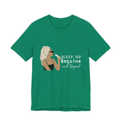 Girl's Sleep & Sip Tee, Relaxation Shirt, Fashionable Weekend Top, Gift for Her, Cozy Lounge Tee, Inspirational Daily Wear