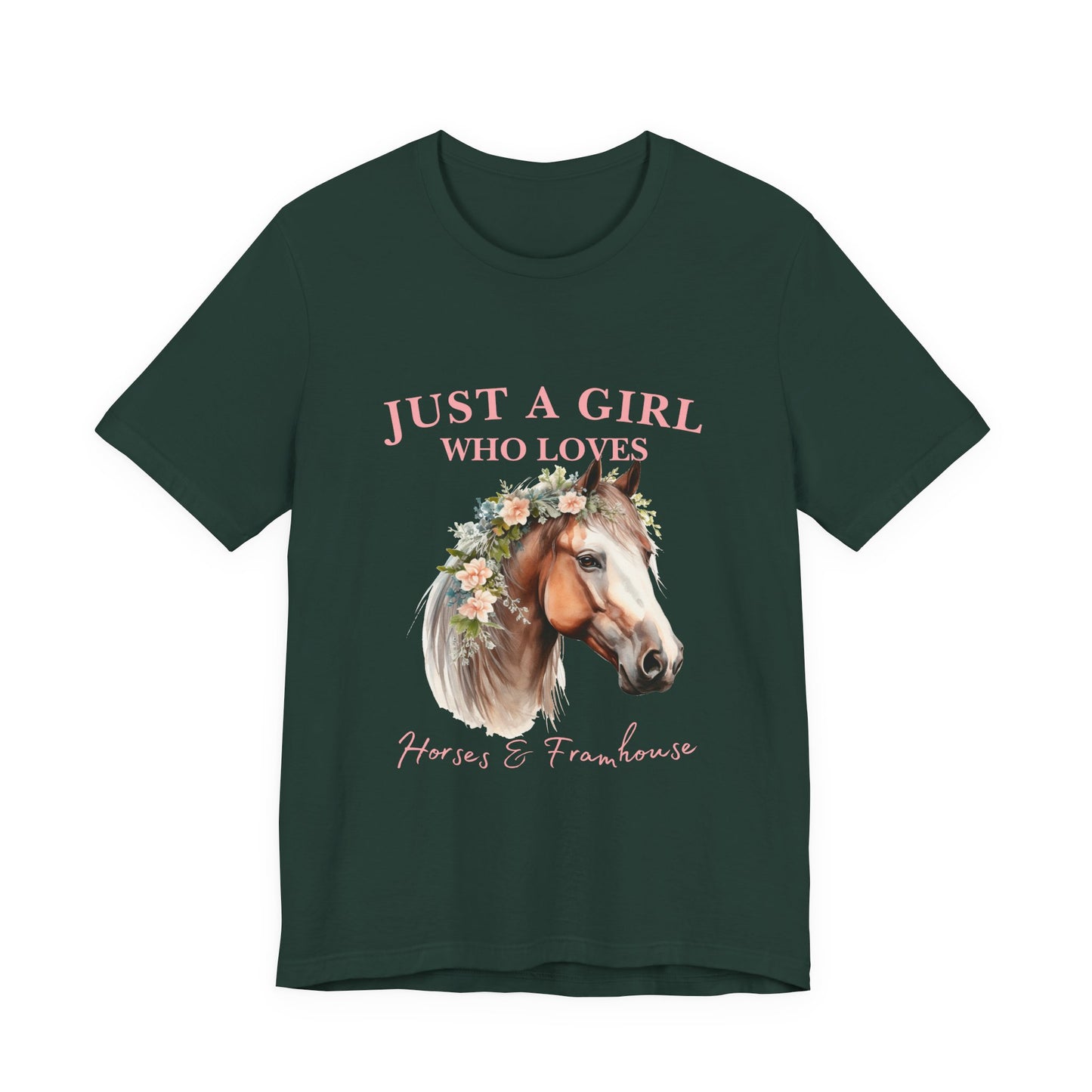 Just a Girl Who Loves Horses Jersey Tee | Equestrian Gift | Horse Lover T-Shirt | Floral Graphic Tee | Birthday Gift