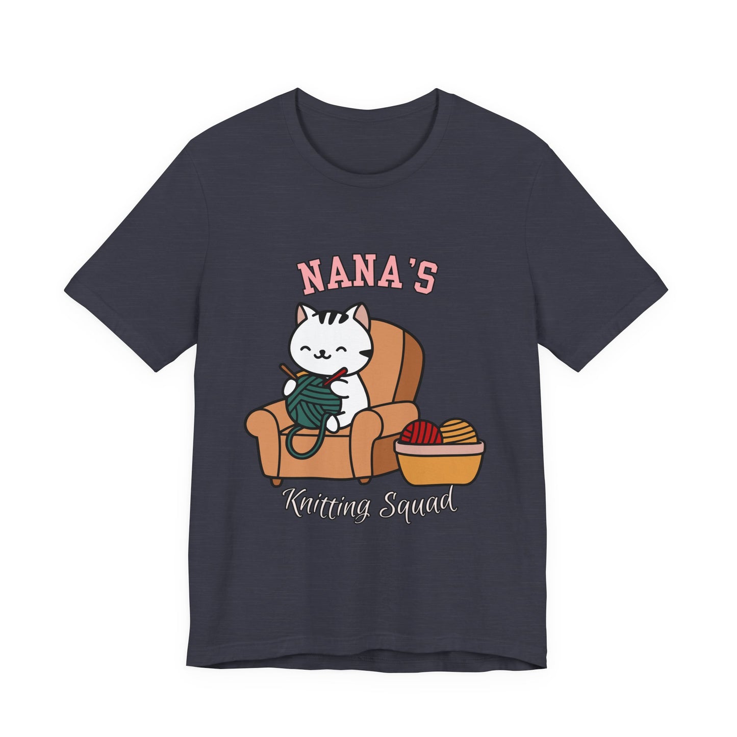 Nana's Knitting Squad Unisex Tee, Cozy Gift, Knitting Lover Shirt, Cat Lover Style, Cute Crafting Apparel, Fun Gift for Grandma