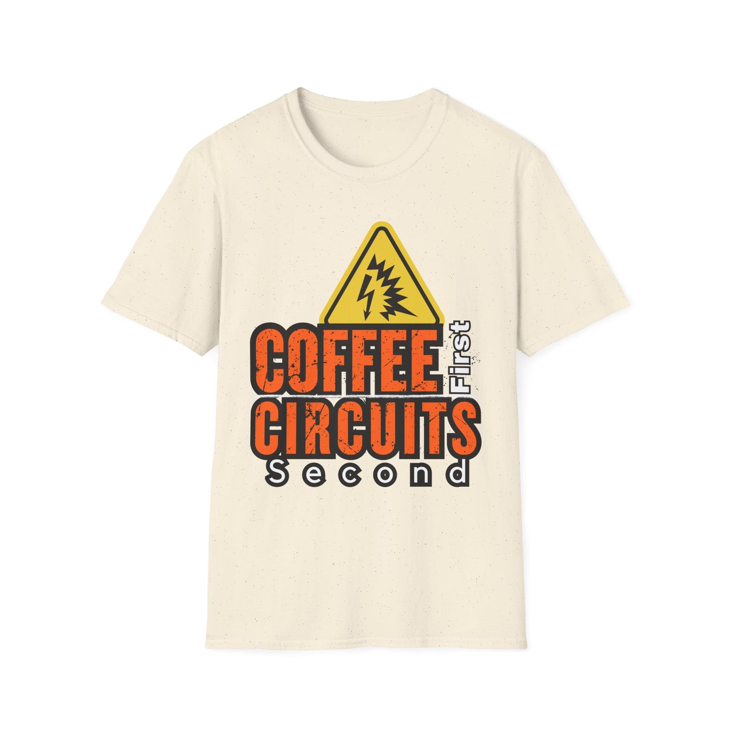 Coffee First Circuits Second Unisex T-Shirt, Funny Gift for Engineers, Electrician Tee, Tech Lover Apparel, Casual Wear, Birthday Gift