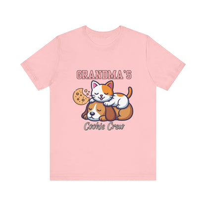 Cute Cat & Dog Grandma's Cookie Crew Tee - Pet Lovers Shirt, Animal Lover Gift, Funny Cat Tee, Family Reunion, Birthday Gift