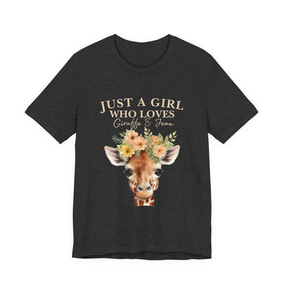Just a Girl Who Loves Giraffes Tee, Cute Animal Lover Gift, Summer Casual Fashion, Birthday Tee, Nature Enthusiast Shirt