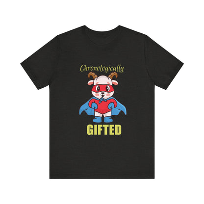Chronologically Gifted Superhero Tee, Fun T-Shirt for Kids, Birthday Gift, Unisex Short Sleeve, Comfortable Casual Wear, Cute Pet [...]