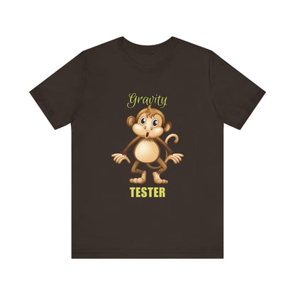 Gravity Tester Monkey Unisex Tee, Fun Animal T-Shirt, Kids Gift, Birthday Tee, Nature Lover Shirt
