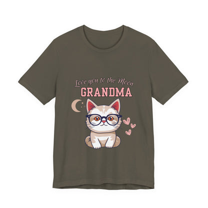Love You to the Moon Grandma Cat Tee, Cute Cat Shirt, Gift for Grandma, Birthday Tee, Grandparent Gift, Funny Cat T-Shirt