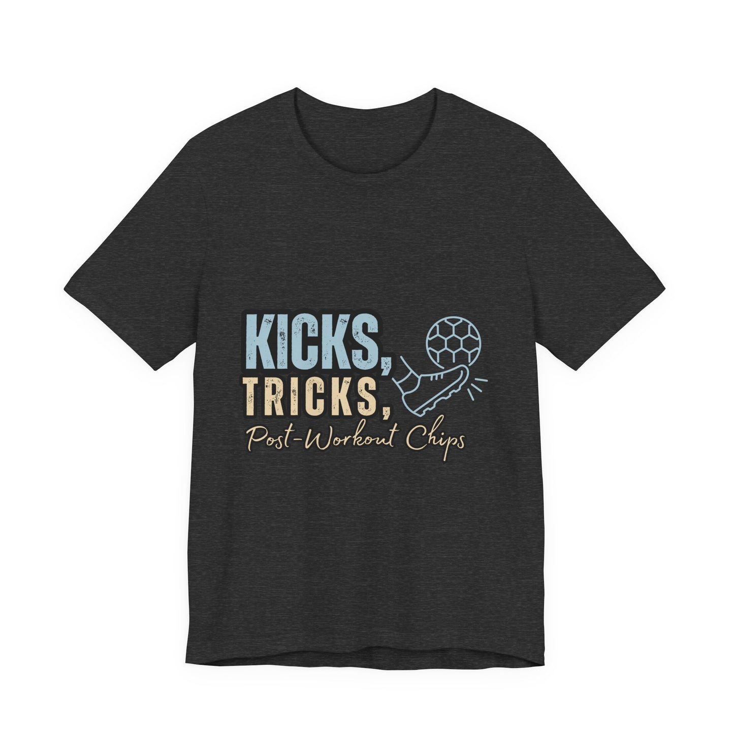 Playful Graphic Tee for Fun Lovers, Kicks Tricks T-Shirt, Unisex Casual Wear, Perfect Gift for Friends, Ideal for Parties, Celebrations