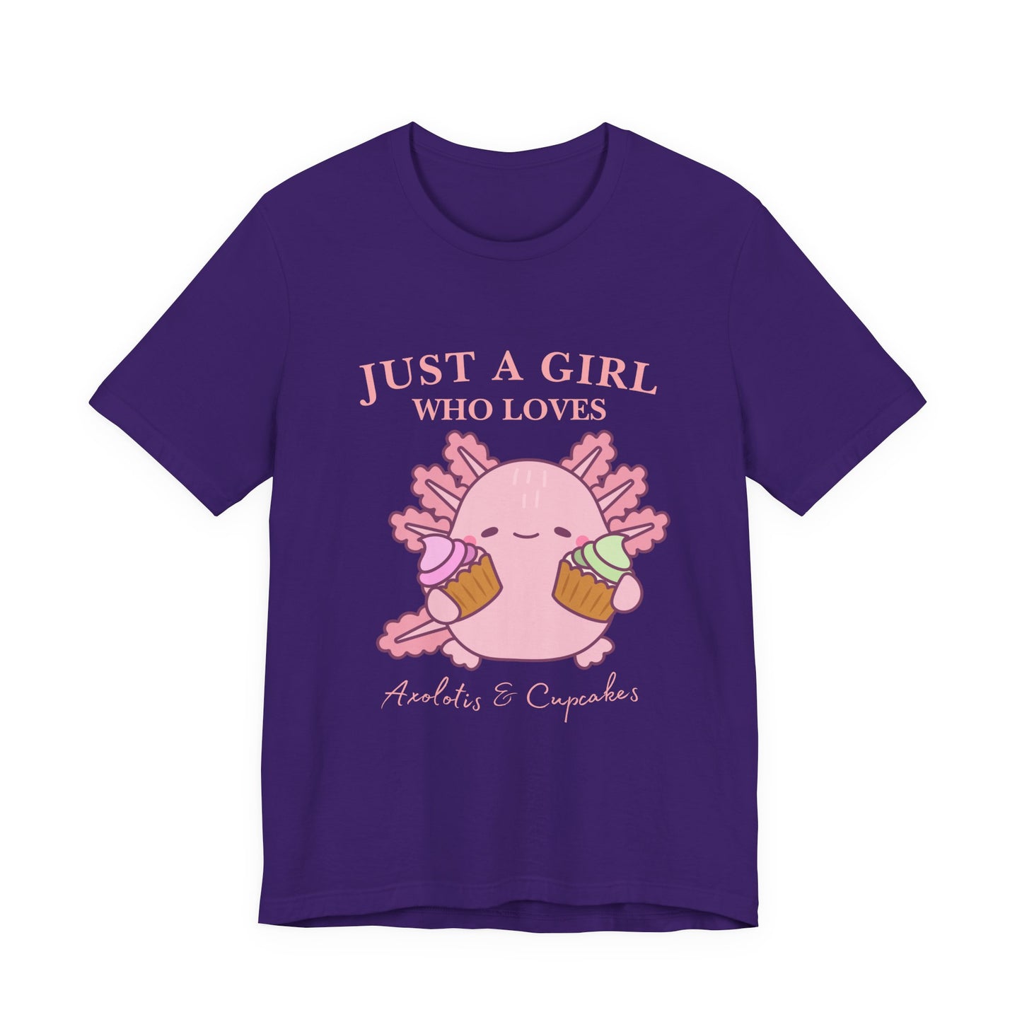Cute Foodie Shirt for Girls - Just a Girl Who Loves Chocolates & Cupcakes, Fun Casual Tee, Gift for Food Lovers, Axolotis T-shirt