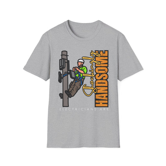 Handsome Lineman T-Shirt, Unisex Softstyle Tee, Great for Gifts, Work Apparel, Casual Wear, Electrician T-shirt, Gift for Electrician