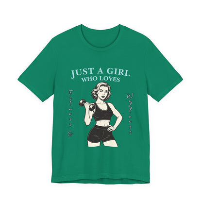 Fitness Lover's Unisex Tee - Perfect for Gym Buffs, Workout, Fitness Enthusiasts, Gift for Her, Casual Wear, Just A Girl Who Loves Fitness