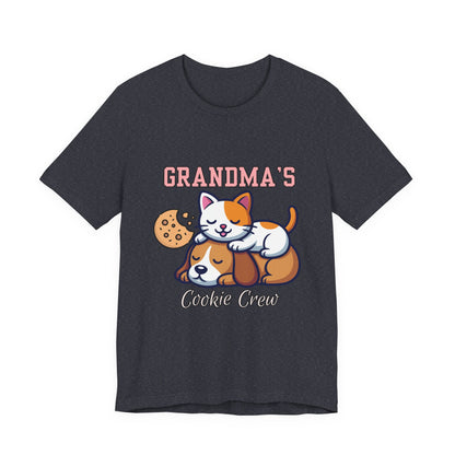 Cute Cat & Dog Grandma's Cookie Crew Tee - Pet Lovers Shirt, Animal Lover Gift, Funny Cat Tee, Family Reunion, Birthday Gift