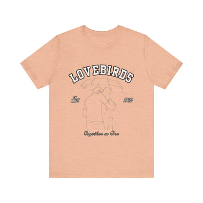 Lovebirds Unisex T-Shirt, Romantic Tee for Couples, Anniversary Gift, Valentine's Day Apparel, Gift for Her/Him, Cute Casual Wear