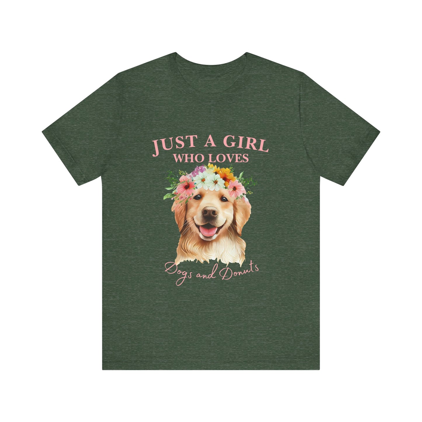 Just a Girl Who Loves Dogs and Donuts Tee - Cute Pet Lover Shirt, Gifts for Dog Moms, Birthday Gift, Casual Wear, Floral Design