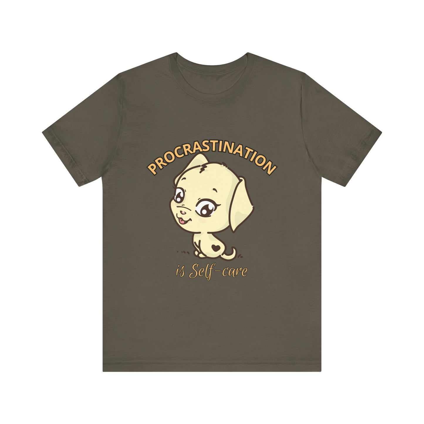 Procrastination is Self-Care Tee, Unisex Fashion T-Shirt, Cute Dog Graphic Tee, Relaxation Gift, Daily Comfort Top