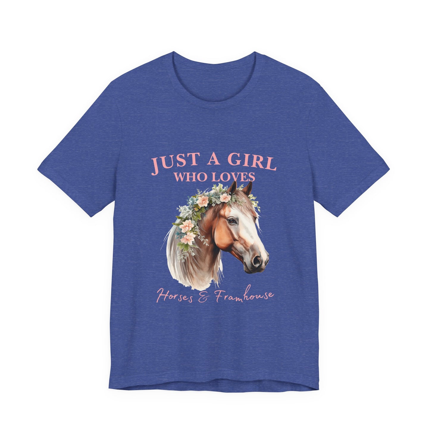 Just a Girl Who Loves Horses Jersey Tee | Equestrian Gift | Horse Lover T-Shirt | Floral Graphic Tee | Birthday Gift
