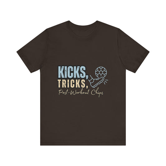 Playful Graphic Tee for Fun Lovers, Kicks Tricks T-Shirt, Unisex Casual Wear, Perfect Gift for Friends, Ideal for Parties, Celebrations