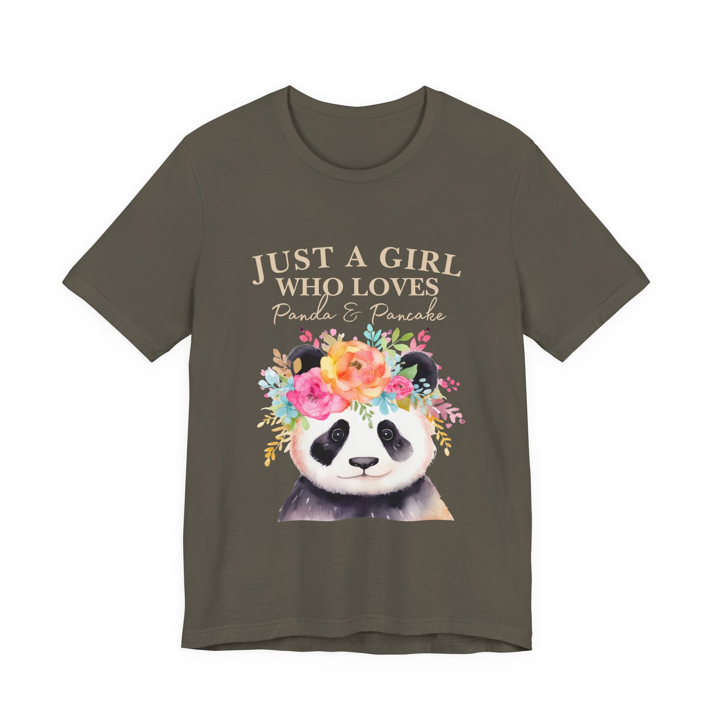 Adorable Panda Lover Tee - Just a Girl Who Loves Pandas & Pancakes, Cute Animal Shirt, Gift for Panda Fans, Casual Wear, Summer Top