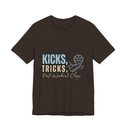 Playful Graphic Tee for Fun Lovers, Kicks Tricks T-Shirt, Unisex Casual Wear, Perfect Gift for Friends, Ideal for Parties, Celebrations