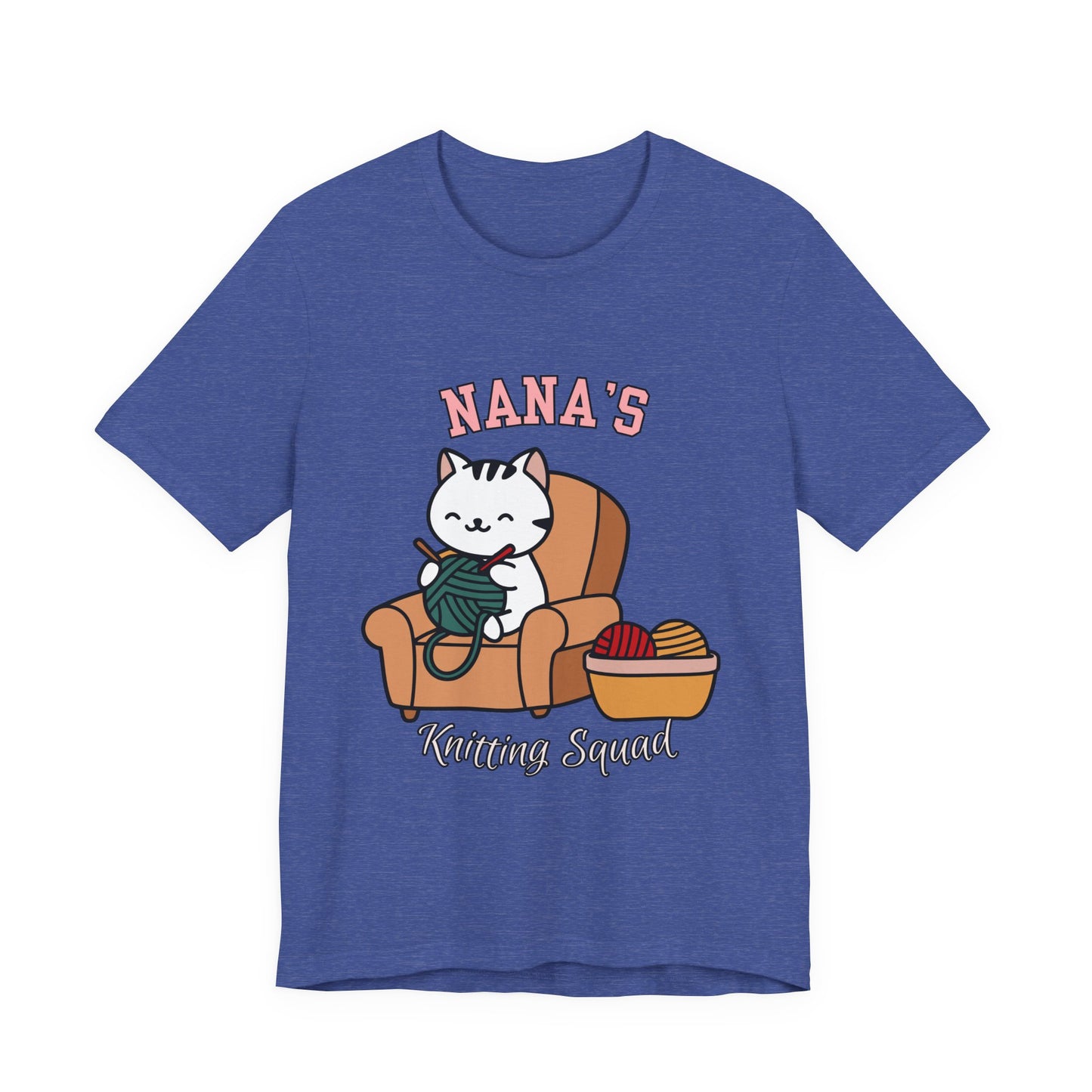 Nana's Knitting Squad Unisex Tee, Cozy Gift, Knitting Lover Shirt, Cat Lover Style, Cute Crafting Apparel, Fun Gift for Grandma