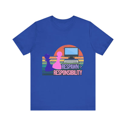 Retro Gaming Tee - Respawn Responsibility T-Shirt for Gamers, Unisex Short Sleeve Jersey, Fun Gift for Birthdays, Holidays, Casual [...]