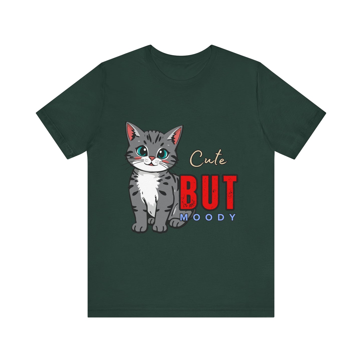 Cute but Moody Cat Tee, Unisex Jersey Short Sleeve, Cat Lover Gift, Funny Animal Shirt, Pet Parent Apparel, Birthday Gift