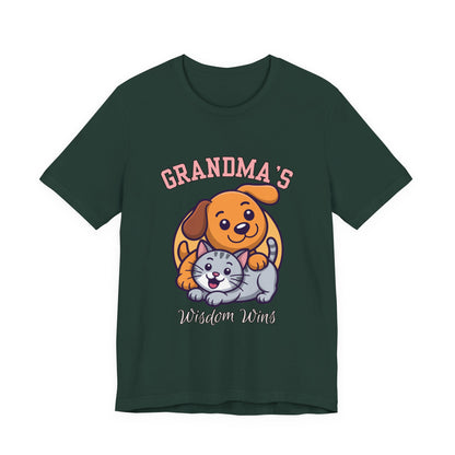 Grandma's Pet Love Tee - Cute Cat and Dog Design, Perfect Gift for Grandparents, Animal Lovers, Birthday, Family Gatherings, Casual Wear