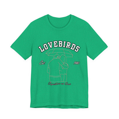 Lovebirds Unisex T-Shirt, Romantic Tee for Couples, Anniversary Gift, Valentine's Day Apparel, Gift for Her/Him, Cute Casual Wear