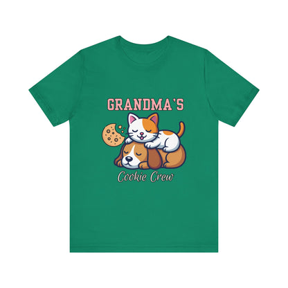 Cute Cat & Dog Grandma's Cookie Crew Tee - Pet Lovers Shirt, Animal Lover Gift, Funny Cat Tee, Family Reunion, Birthday Gift