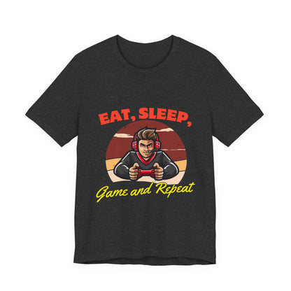 Gamer Lifestyle Tee - Eat, Sleep, Game & Repeat, Perfect for Gamers, Birthday Gift, Casual Wear, Gamer Apparel, Gaming Merchandise
