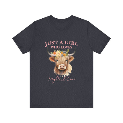 Highland Cow Lover Tee, Cute Farm Animal Shirt, Gift for Animal Lovers, Casual Wear, Birthday Present, Summer Top