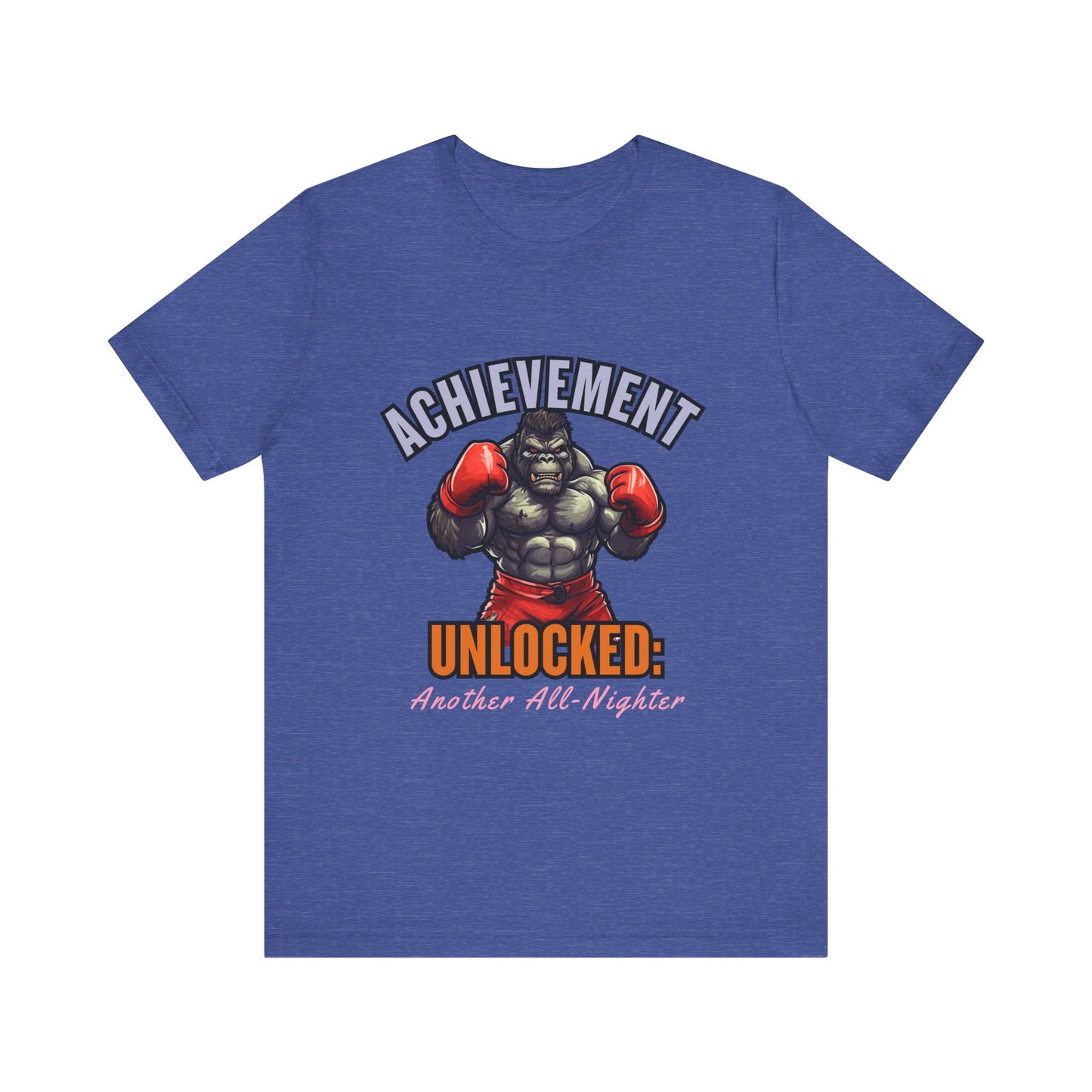 Achievement Unlocked Short Sleeve Tee, Gaming Shirt, Funny Tee, Birthday Gift, Casual Wear, All-Nighter Tee