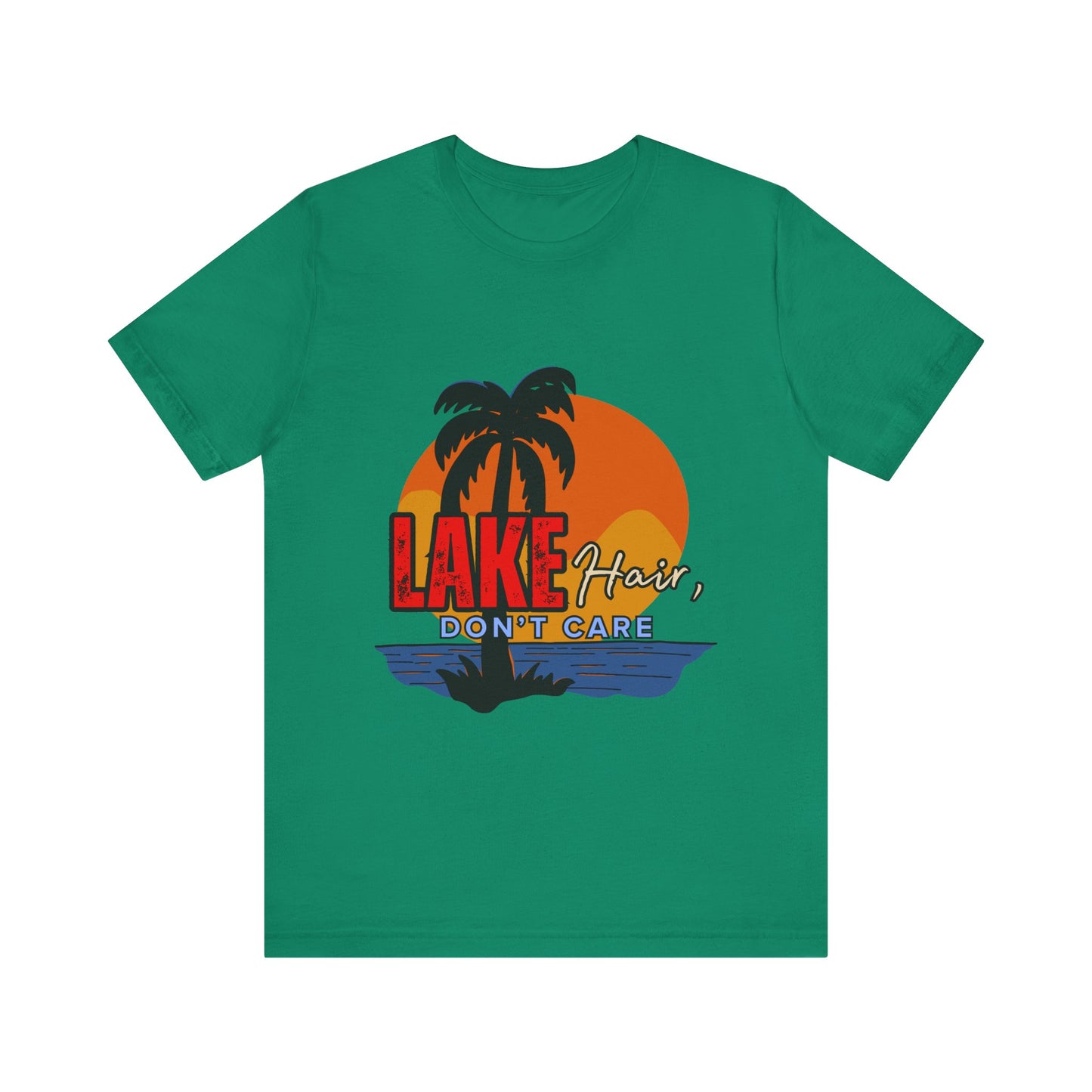 Lake Hair Don't Care Short Sleeve Tee, Summer T-Shirt, Vacation Shirt, Beachwear, Casual Outfit, Gift for Lake Lovers