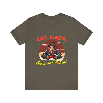 Gamer Lifestyle Tee - Eat, Sleep, Game & Repeat, Perfect for Gamers, Birthday Gift, Casual Wear, Gamer Apparel, Gaming Merchandise