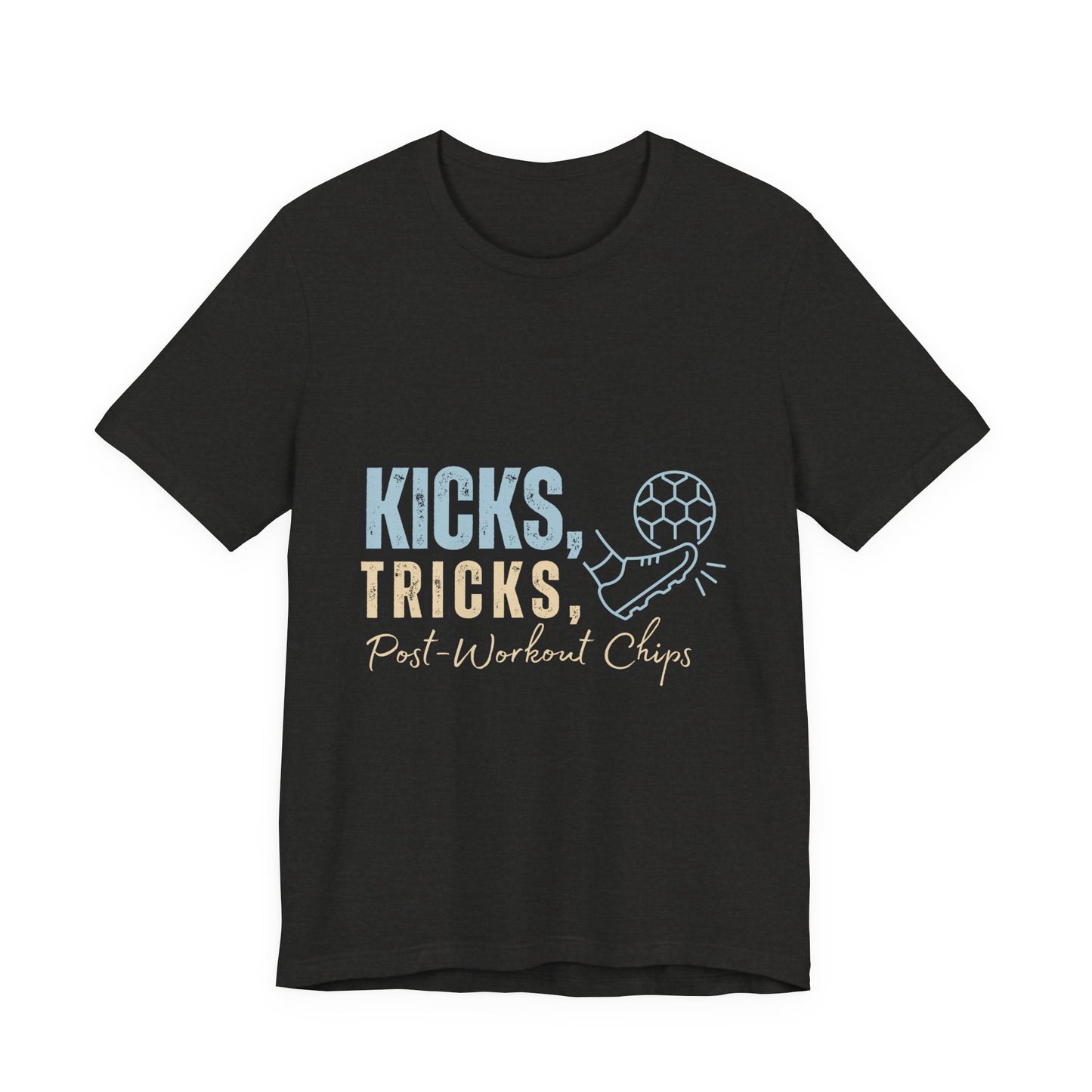 Playful Graphic Tee for Fun Lovers, Kicks Tricks T-Shirt, Unisex Casual Wear, Perfect Gift for Friends, Ideal for Parties, Celebrations