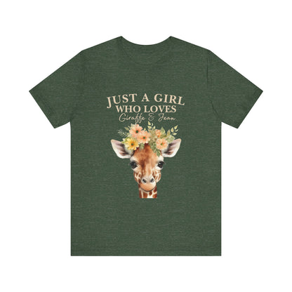 Just a Girl Who Loves Giraffes Tee, Cute Animal Lover Gift, Summer Casual Fashion, Birthday Tee, Nature Enthusiast Shirt