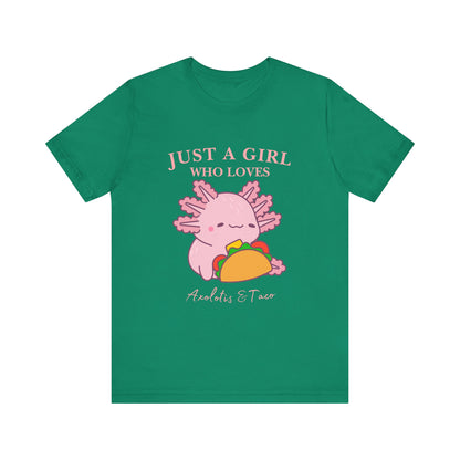 Cute Taco-Loving Axolotl Tee, Fun Graphic T-Shirt, Gift for Taco Lovers, Unisex Apparel, Cartoon Lover's Top