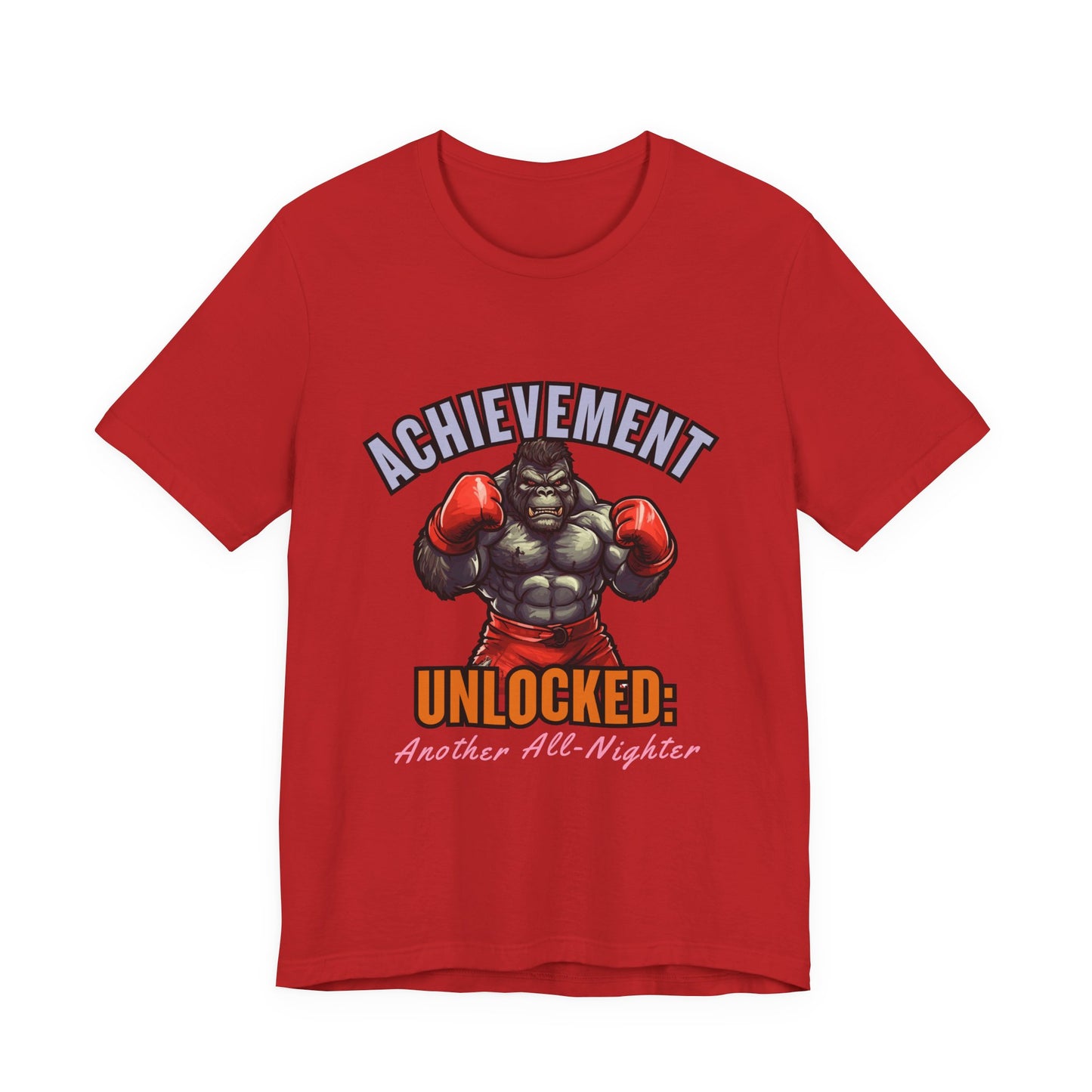 Achievement Unlocked Short Sleeve Tee, Gaming Shirt, Funny Tee, Birthday Gift, Casual Wear, All-Nighter Tee