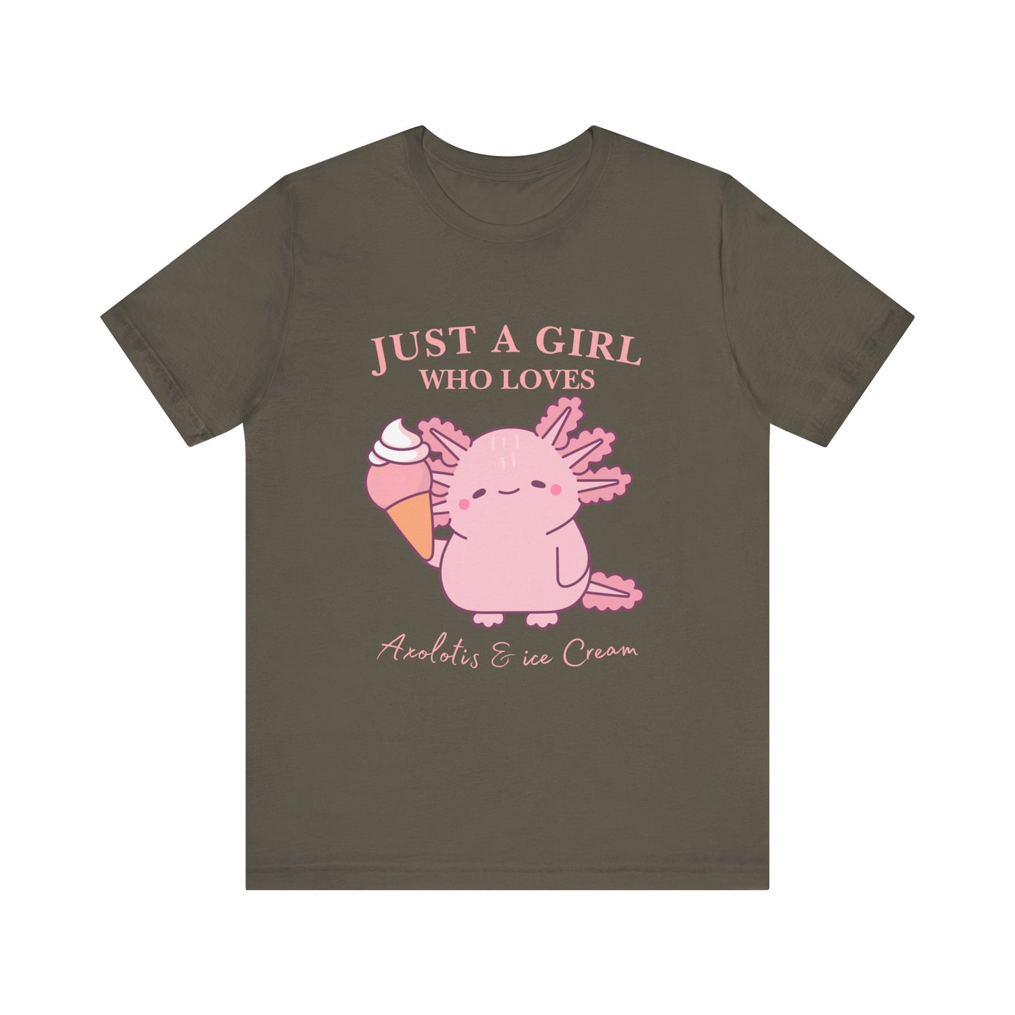 Cute Ice Cream Lover Tee, Fun T-Shirt for Girls, Gift for Ice Cream Fans, Summer Fun Shirt, Casual Everyday Wear, Axolotis T-shirt