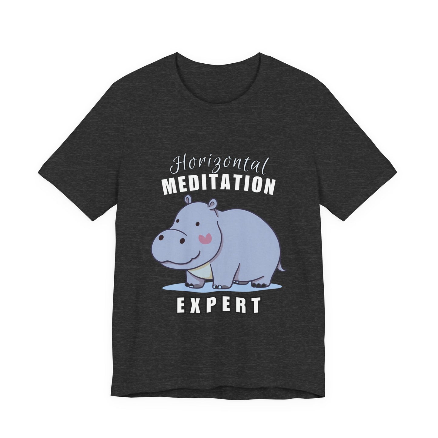 Hippo Horizontal Meditation Expert Tee - Fun Unisex Jersey Shirt for Relaxation, Gift for Yogis, Casual Wear, Mindfulness, Animal Lover