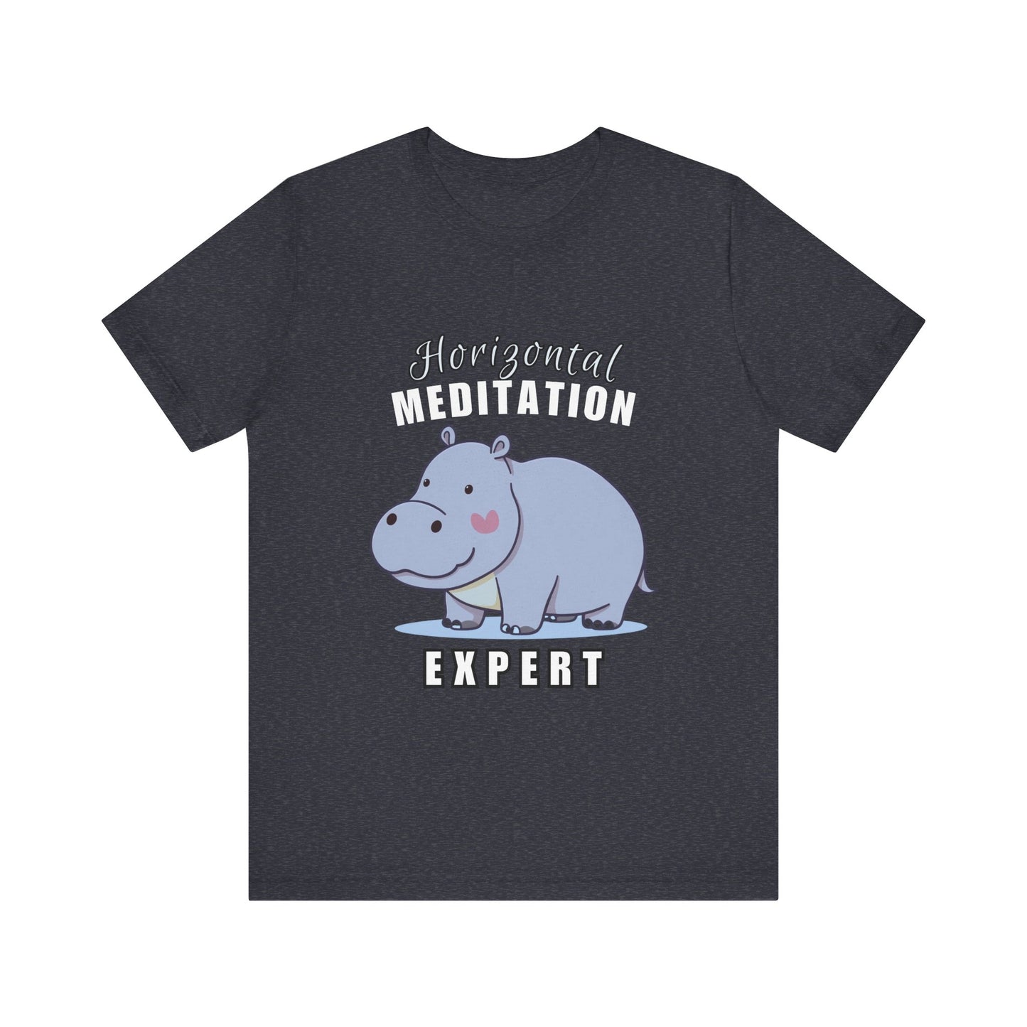 Hippo Horizontal Meditation Expert Tee - Fun Unisex Jersey Shirt for Relaxation, Gift for Yogis, Casual Wear, Mindfulness, Animal Lover