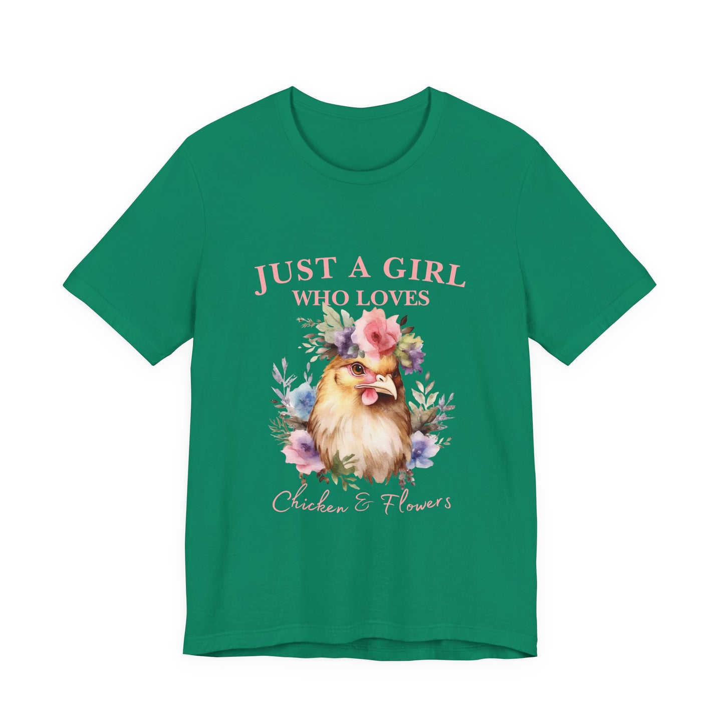 Just a Girl Who Loves Chickens Tee, Funny Farm Animal Shirt, Floral Graphic Tee, Gift for Chicken Lovers, Farmhouse Fashion