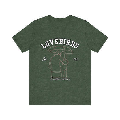 Lovebirds Unisex T-Shirt, Romantic Tee for Couples, Anniversary Gift, Valentine's Day Apparel, Gift for Her/Him, Cute Casual Wear